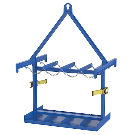 Vestil Blue 8 Cylinder Caddy with Overhead Lifting Assembly 800 lb Capacity CYL-P-8-LUG